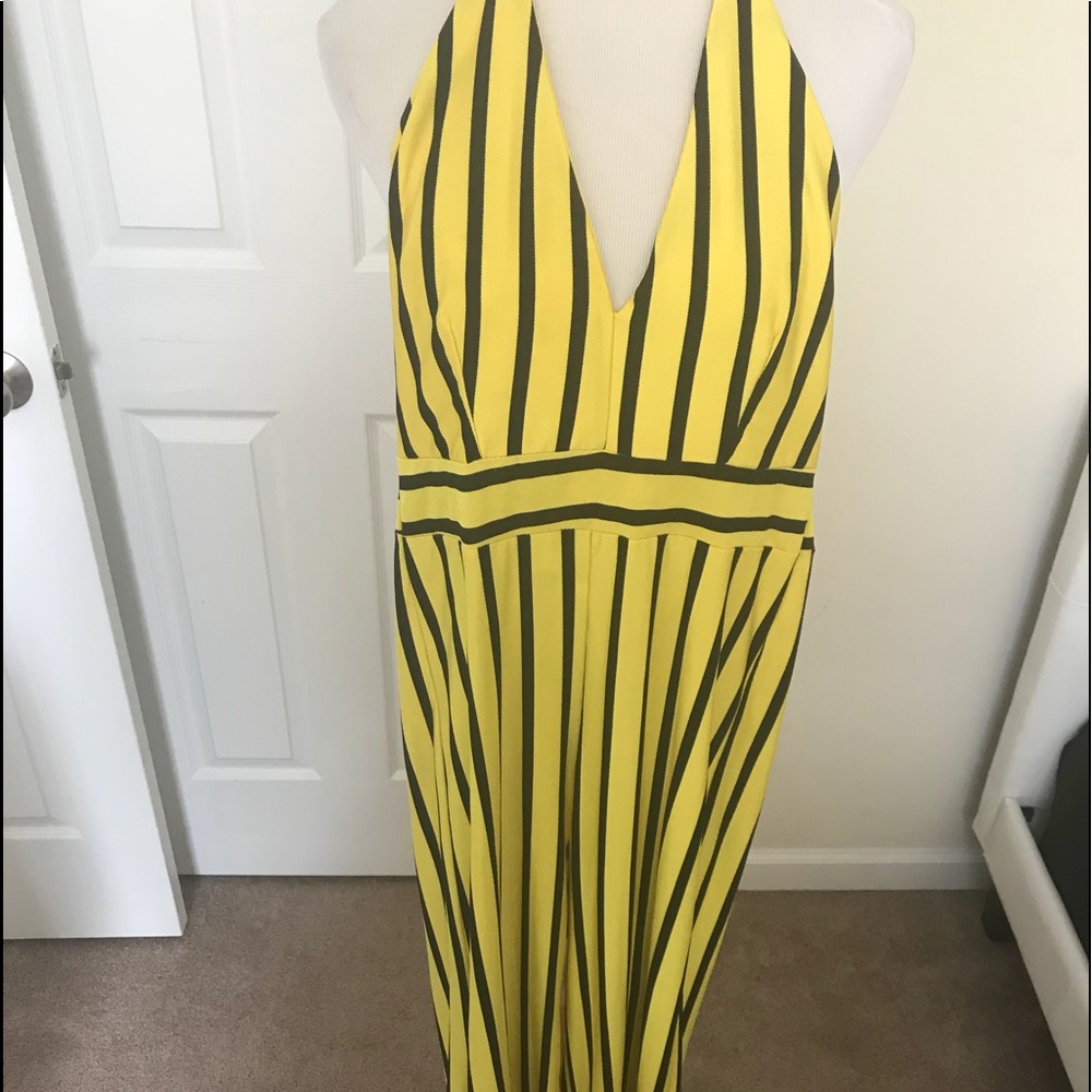 Worn once Size L Yellow and Black halter bodysuit - Picture 4 of 8